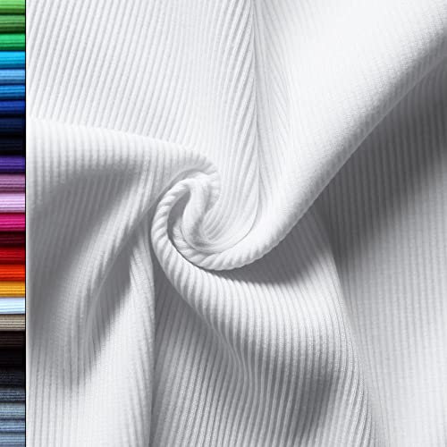 Bündchenstoff Gerippt XXL Breit (105cm - 120cm) - über 25 Farben - Stoffe Rippe - ab 25cm Länge - Öko-Tex Standard 100 Farbe Weiß