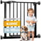 KIDIZ® Türschutzgitter Absperrgitter Treppengitter Kindergitter | Gitter Haustier | ohne Bohren | beidseitig schwenkbar (Schwarz, 81-94 cm)