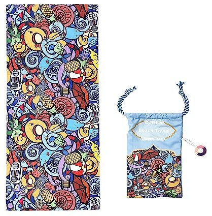 DJDEA Mikrofaser Strandtuch Sandfrei, 80 x 180cm Strandhandtuch Weich und Pflegeleicht, Leichtes Tragbares Strandlaken Schnelltrocknendes für Reise, Strand, Sauna