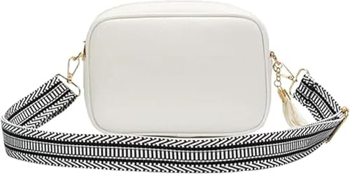 Women's PU Leather Crossbody Bag Small Adjustable Everyday Shoulder Purse (8923 White)