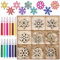 45Pcs Copos de Nieve Decoracion, Copo de Nieve de Madera Navidad, Adornos Navideños Originales Copos de nieve con cuerda colgante y Bolígrafos de 12 Colores, Copos de Nieve para Arbol de Navidad