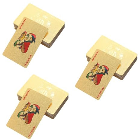Toyvian 3 Stück 1 Kartenspielen goldene Spielkarten Wasserdichtes Spielkartendeck Rollenspiel Brettspielkarten Viva Partytischdekoration Pokerkarte Partyzubehör Tischspielkarte Werkzeug