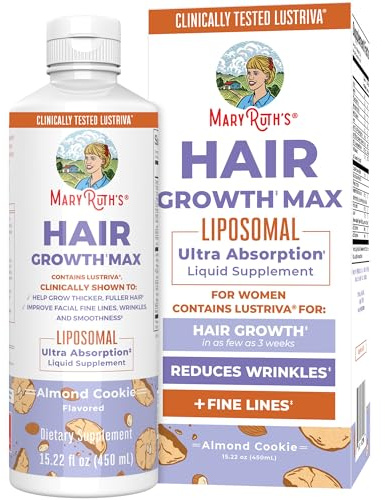 MaryRuth Organics Women's Hair Growth MAX Liposomal | with Lustriva® + Biotin 10000mcg + Pumpkin Seed Oil | Thicker Hair | Hair Care | Wrinkles, Fine Lines, Skin Care | Ages 18+ | 15.22 Fl Oz