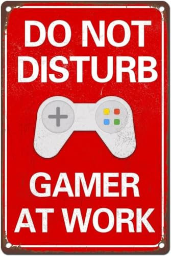 DoDisturb Gamer At Work Poster, Metallschild, Zuhause, Küche, Bar, Café, Club, Höhle, Wanddekoration, 30,5 x 40,6 cm