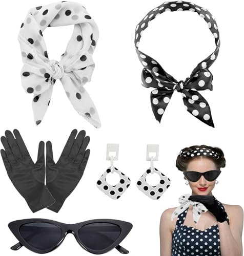 JCTRRJ Rockabilly Accessoires Damen, Rockabilly Kleider Damen, 50er Jahre Kleider Damen, Rockabilly Damen, 50er Jahre Accessoires Damen, Rockabilly Kostüm Damen(Schwarz)