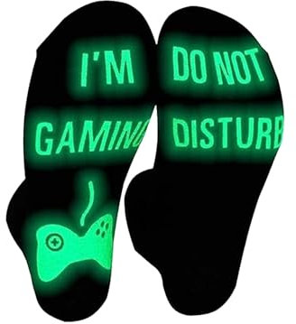 Neuheit Geschenke Lustige Socken,Gamer Socken Strumpffüller,Leuchtende Socken,Lustige Socken Gaming Socken,Mit Spruch I'M GAMING DO NOT DISTURB,Neuheit Baumwollsocken,Wintersocken,35-46