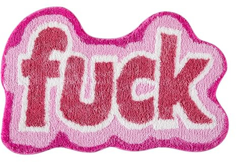 RoomTalks Lustiger, niedlicher rosa Badezimmerteppich, Badematte, rutschfest, waschbar, 5 x 7,6 cm, kleine Teppiche für Schlafzimmer, Wohnheim, Küche, trendig, lustig, cool, ästhetischer