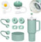 BonneChance Stanley Cup Accessory Set with 6 Leakproof Silicone Stoppers, 2 Straw Cover Caps, 1 Silicone Sleeve for Stanley 1.2L and 30oz Tumbler (Eucalyptus)