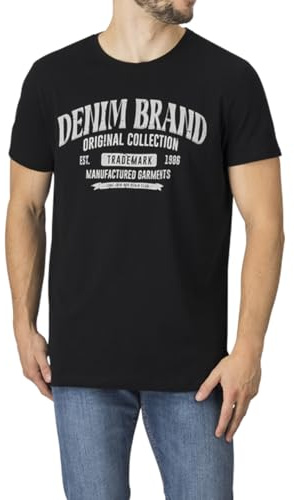 DENIMFY Tshirt Herren Baumwolle Regular Fit DFNuri Rundhals Kurzarm Sommer | Tee Shirt Logoprint Schwarz Grau Blau Grün Rot Weiß Navy S M L XL XXL 3XL 4XL 5XL