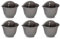 Acan Tradineur - Pack de 6 macetas de plástico para Pared, macetero, Tiesto Colgar, Recipiente para Plantas, Flores, balcón, Porche, hogar, Fabricada en España (Antracita - 26 x 29,5 x 19 cm)
