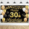 jijAcraft 30.Geburtstag Banner Schwarz Gold, 30.Geburtstag Party Dekoration, 30. Geburtstag Innen Außen Hintergrund Banner Deko, 30 Happy Birthday Banner Poster für Männer Frauen (185cm×115cm)