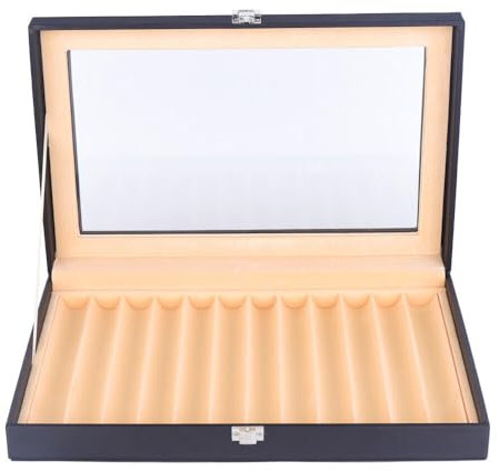 PINYELIN Stifthalterbox Mit Vitrine Kugelschreiber Aufbewahrung Für 12 Füller Stifte Pu Stiftebox Stiftebecher Kugelschreiber Stiftbox Federhalter Display Box Organizer Box Mit Glasfenster