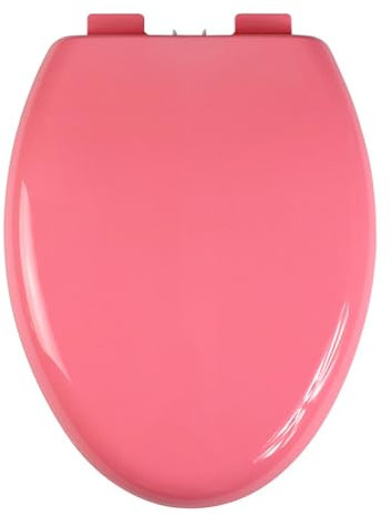 Dazzluxe Toilet Seat Elongated 18 Soft Close, V-Shaped Toilet Lid Quiet No Slam WC Seat, 330 Lb Capacity Max. Safe Durable Firmly, Quick Installation & Stay Clean,Pink