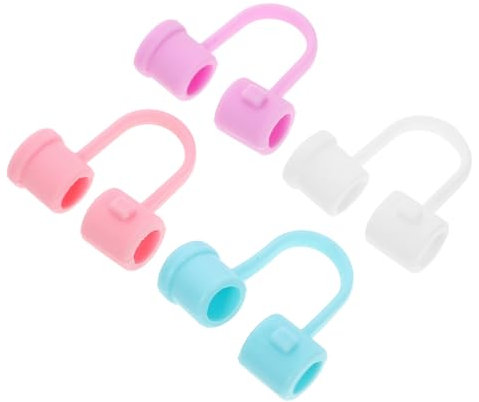 Milisten 8pcs Silicone Straw Covers Caps Cute Reusable Decorations for Drinking Straws for Tumbler Accessories and Outdoor Activities Light Pink Purple White Cyan