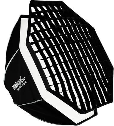 Walimex pro Essential Softbox Octagon 90 cm, girevole a 360°, montaggio semplice, con griglia, adattatore Bowens e borsa per il trasporto, ideale per ritratti e scatti di bellezza
