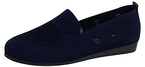 luoluoluo Ladies Loafers UK Sale, Womens Ballet Flats Pumps Low Wedge Slip On Knit Dress Shoes Classic Mesh Shoe with Arch Support Round Toe Ballerina Softable Shoes Comfy Dolly Shoes Office Shoes