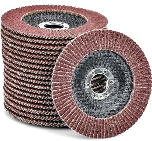 HATANSE 10 Pezzi Dischi Lamellari ø 125 mm x 22.2 mm Disco Lamellare Grana 40 Dischi Abrasivi per Acciaio, Inossidabile, Metallo e Legno, Rosso