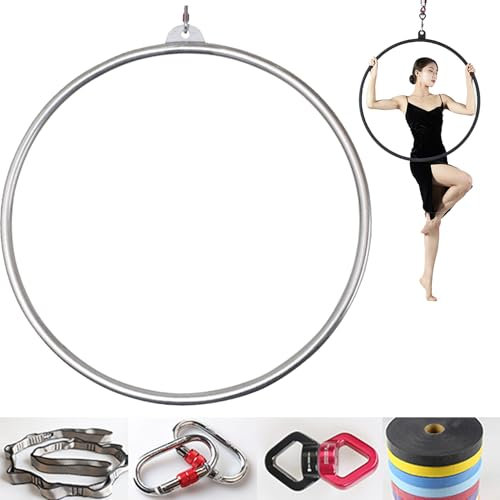 ExoticaBlend Aerial Hoop fit für Luftakrobatik und Aerobic - Durchmesser 85/90 cm - Befestigungsarten: Platte, Haken, Gurt, Balken, Decke - Geeignet für Aerobic, Lyra, Yoga, Akrobatik,85cm-3.2cm