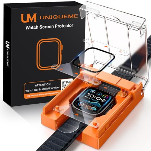 UniqueMe Protection pour Apple Watch Ultra 49 mm Protection d'écran, 2 Pièces Ecran Protection en PMMA, Dureté 9H pour Apple Watch Ultra 49 mm Film de Protection Facile à Installer