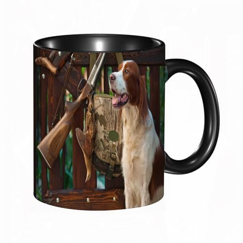 EKLMPS Coffee Mugs,11oz Ceramic Mugs, Funny Gifts for Women, Birthday Present,Christmas,Funny Mugs for Men,Hunting Scenery, Hunting Rifle Near The Rifle and Trophies, Duck Hunting
