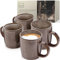 Sänger Kairo Graphit | Kaffeebecher 4 teilig, Steingut Tassen Set für 4 Personen, Tassen, spülmaschinen-mikrowellenfest, Coffee Mug Teetasse, Kaffeetassen Mocha Braun 400 ml | VALUE COLLECTION