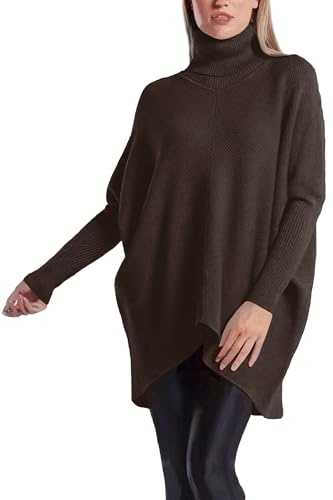 PEKIVESSA Oversized Langer Rollkragenpullover Damen länger