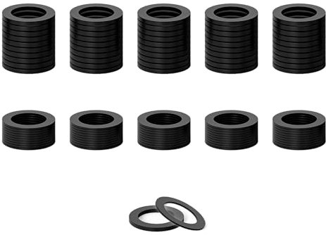 Ronoza 100 Stück Fitschenringe Zimmertüren,Unterlegscheiben Türscharnier,Kunststoff Türscharnier Zimmertüren 10×15mm Dicke 1,2 mm, 50 PCS + Dicke 0,5 mm, 50 PCS, Montageringe Ohne Abriebspuren Schwarz