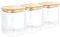 GLIBBUL Glass Jars with Bamboo Lids Stackable Tea Coffee Sugar Canisters 3x750ml Food Storage Containers Cookie Pasta Salad Spaghetti Spice for Kitchen Pantry Meal Prep Desktop Organization