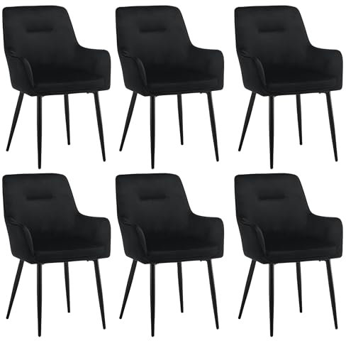 CLIPOP Esszimmerstuhl 6er Set mit Armlehne Küchenstuhl Polsterstuhl Wohnzimmerstuhl Sessel Sitzfläche aus Samt Loungesessel 6er Set für Esszimmer,Arbeitszimmer,Wohnzimmer,Schlafzimmer