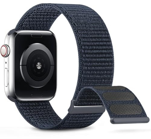 SCHIK Cinturino sportivo in nylon compatibile con cinturino Apple Watch 38mm 40mm 41mm 42mm 44mm 45mm cinturino intrecciato donna uomo compatibile per iWatch serie 9/8/7/6/5/4/3/2 SE(Midnight,42/44/45