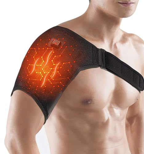 XGOPTS Schulterbandage USB Schulterstütze Verstellbare Schulterwärmer mit 3 Heizstufen Tragbare Schulterbandage Wärme Bandage Schultergurt für Links/Rechts Schulter Schwarz