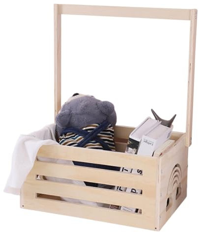 Vibhgtf Panier de douche en bois pour petits - Panier de douche en bois avec poignée - Panier à linge, porte-manteau