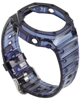 DW 6900 Gehäuse + Armband für Casio G-Shock 6900, transparentes TPU-Harz, Silikon-Lünette, Armband für Herren und Damen, Sportuhren-Zubehör (gelb) (Saphirblau DW)