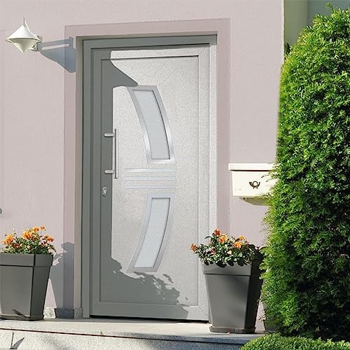Gecheer Porta di Ingresso in PVC, Portoncino Esterno Blindato per Negozio, Balcone, Casa - Bianca 108x200 cm