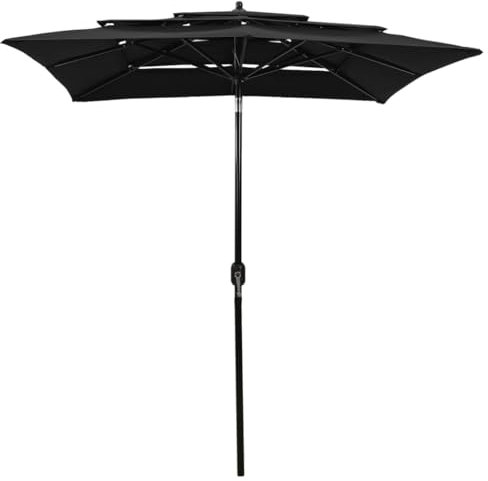 Eleganz Parasol de 2 x 2 m avec 3 couches de polyester et mât en aluminium revêtu par pulvérisation - Parfait pour le jardin, la terrasse et le balcon - Résistant et résistant aux UV