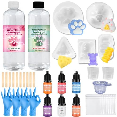 NlsqEU Kit de Fabrication Squishy, 500ml Silicone Liquide AB 1:1 Mélangé en Doux pour Squishy Maker Caoutchouc pour Fabrication de Squishy Kawaii Bijoux, Porte clés, Artisanat