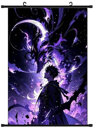 Ciyoulio Sung Jin Woo Anime Poster Cha Hae-In Leinwand Scroll Gemälde 3D Drucke Charakter Muster Art Dekor Leinwand für Zuhause Schlafsaal Büro 40 x 60CM
