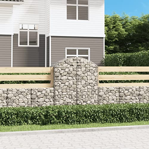 HaoChrymec Gabionen mit Hochbogen, Verzinktes Eisen, Gabionenkörbe, Hochbeet Verzinkt, Pflanzkasten Outdoor, Gartenbarriere, 100x50x120/140 cm