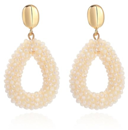 XFSRG Ohrringe Damen Handgewebter Kristall Ohrring Modebewusst Ohrringe Kreative Accessoires im Bohemian Stil Geburtstagsgeschenk