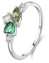 Stfery Ring Platin Damen, Eheringe mit Bunte Steine Echte Goldschmuck Gr.54 (17.2)