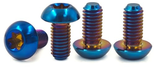 Set of 4 Titanium Bolts M5 x 12mm MTB Bike Bicycle Water Bottle Holder Screws (Blue)
