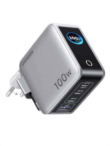 UGREEN Nexode Pro 100W Chargeur Rapide USB C 4 Ports avec Écran Intelligent | GaN Tech, Compatible avec iPhone 17 Pro Max Air 16 15 14 13 Galaxy S26 S25 Pixel 10 9 iPad MacBook Neo Air Pro M5 M4 M3 M2 M1
