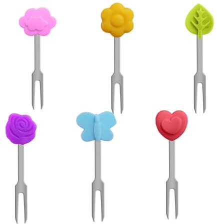 Sdhgerh Set of 6 Piekser Finger Food Small Fruit Forks Stainless Steel Mini Forks
