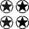 GreenIT 4 Stück US Sterne 5cm matt schwarz USA US Army Schriftzug MP Auto Aufkleber Tattoo Deko Folie Klebefolie