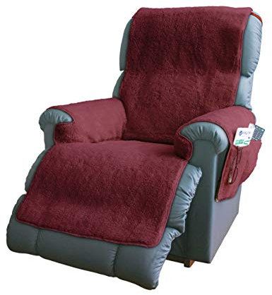 Easylife Fleece Recliner Chair Cover with 2 Side Pockets for TV Remote, Soft Fleece Arm Chair Cover with Slip-Resistant Backing, Non-Slip Strap, Fit Most Recliners, Machine Washable - Fully Guaranteed