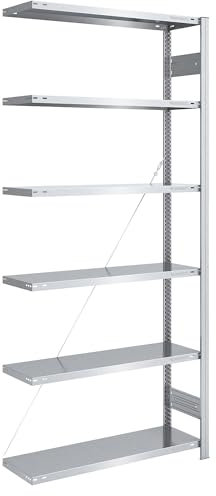 eurokraft | Steckregal | Bauart leicht | einseitig | HxBxT 2500 x 1000 x 400 mm | verzinkt | Anbauregal