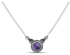 Kette 925 Silber Amethyst lila Stein Edelstein Collier Silber Damen Sterling Silber Halskette Geschenk (MCO-010-01)