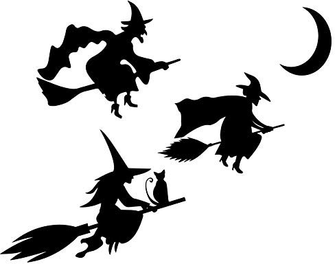 Custom Vinyl Pegatina Conjunto Tres Brujas y Luna (Medidas en descripción) (Azul)