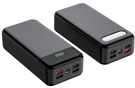 Power Bank 60000mAh,QC3.0 22.5W & USB C PD20W Fast Charge,Portable Charger, External Battery, 2 Input and 5 Output (QC & USB & Type C) for Mobile Phone, Camera, Pad, Headset etc…