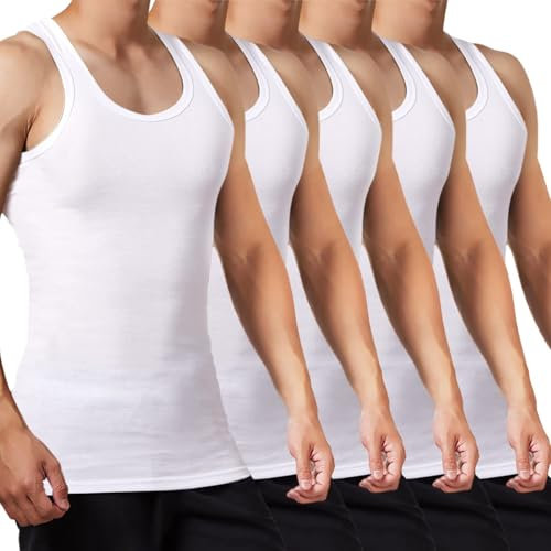 FALARY Canottiera Uomo Pacco da 5 100% Cotone Canottiera Bianco XL